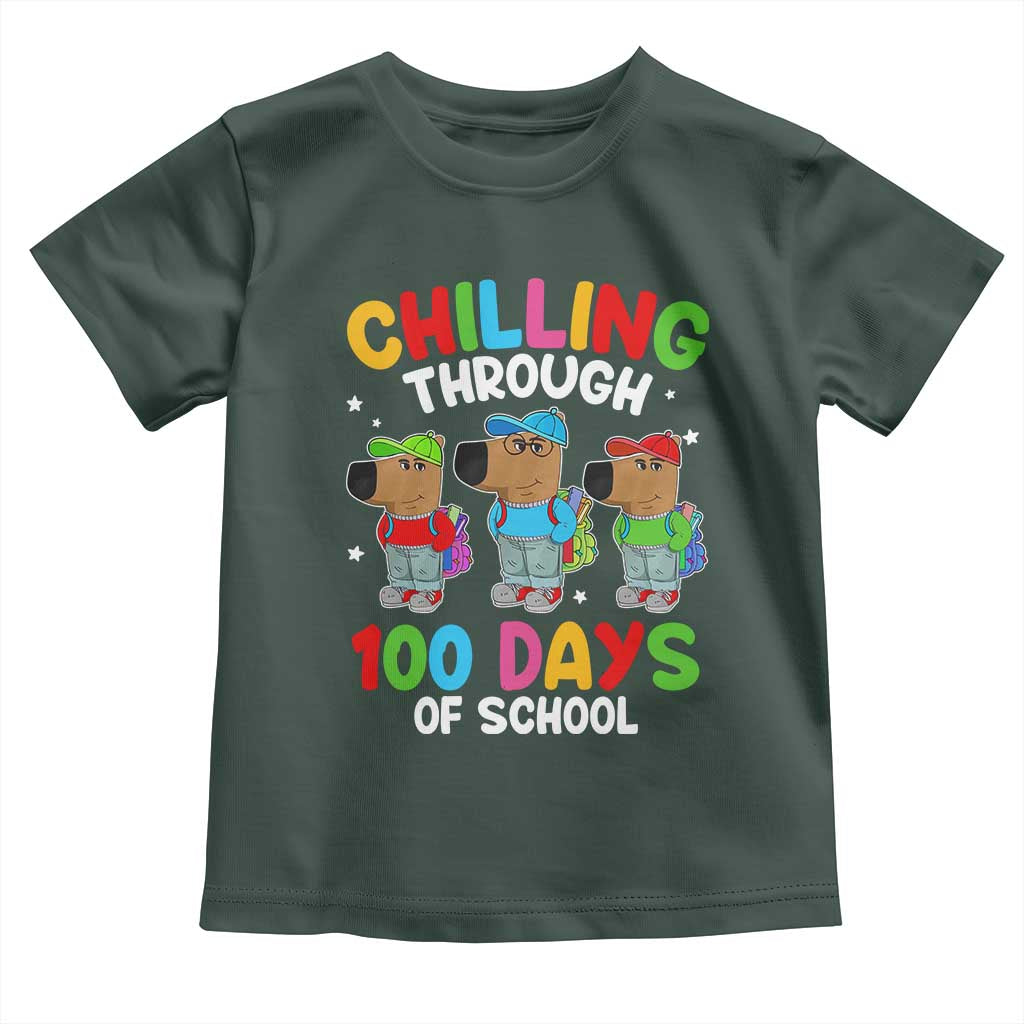 Funny Chilling Through 100 Days Of school Toddler T Shirt