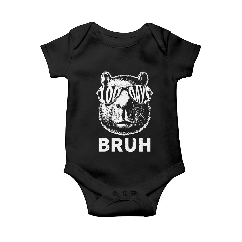100th Day Of School Capybara Baby Onesie 100 Days Bruh Cool Capy Bara