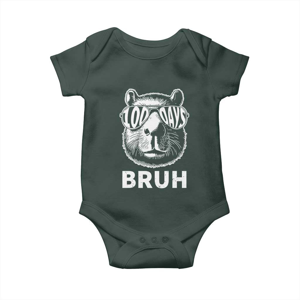 100th Day Of School Capybara Baby Onesie 100 Days Bruh Cool Capy Bara