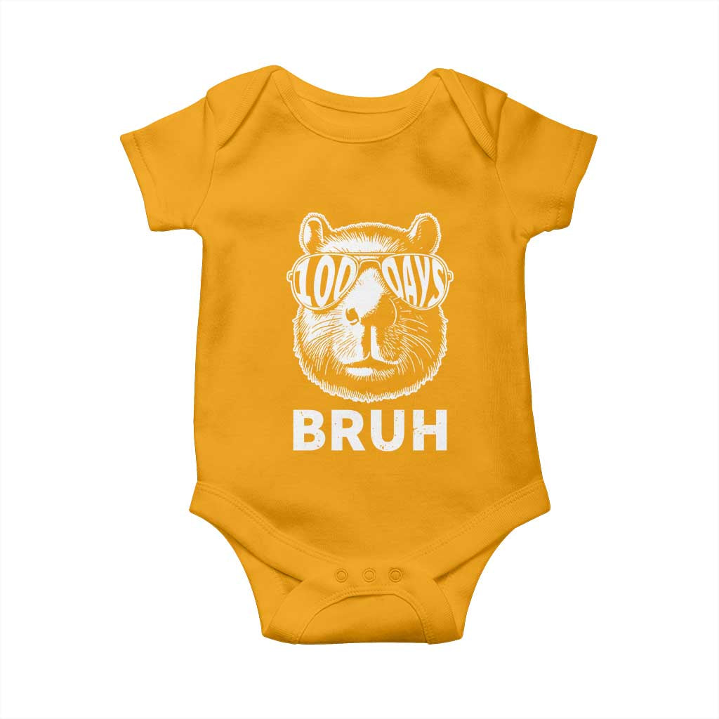 100th Day Of School Capybara Baby Onesie 100 Days Bruh Cool Capy Bara