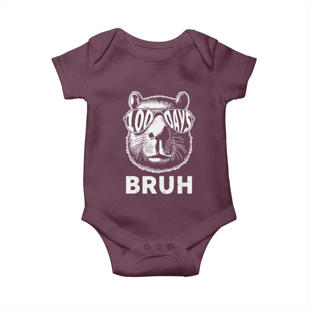 100th Day Of School Capybara Baby Onesie 100 Days Bruh Cool Capy Bara