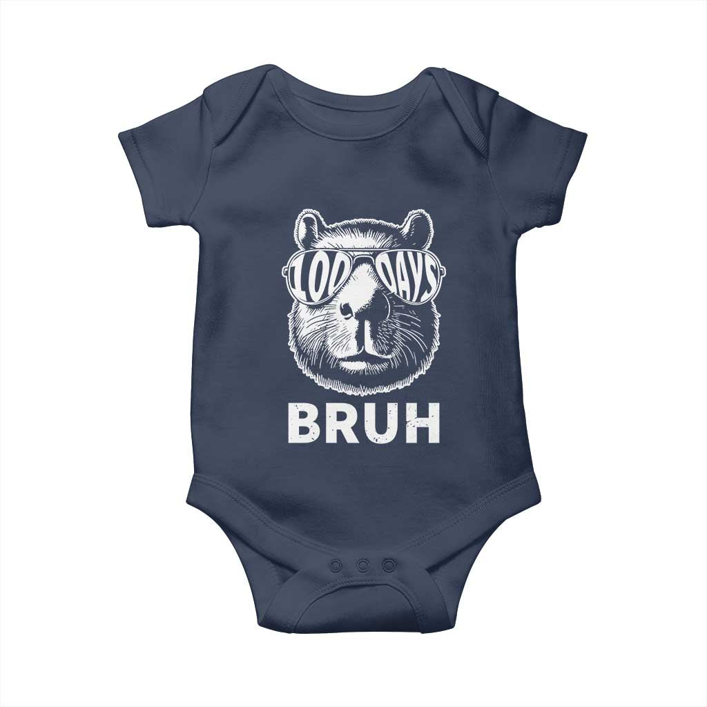 100th Day Of School Capybara Baby Onesie 100 Days Bruh Cool Capy Bara