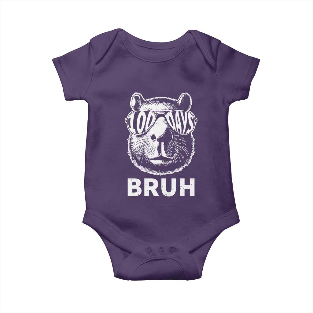 100th Day Of School Capybara Baby Onesie 100 Days Bruh Cool Capy Bara