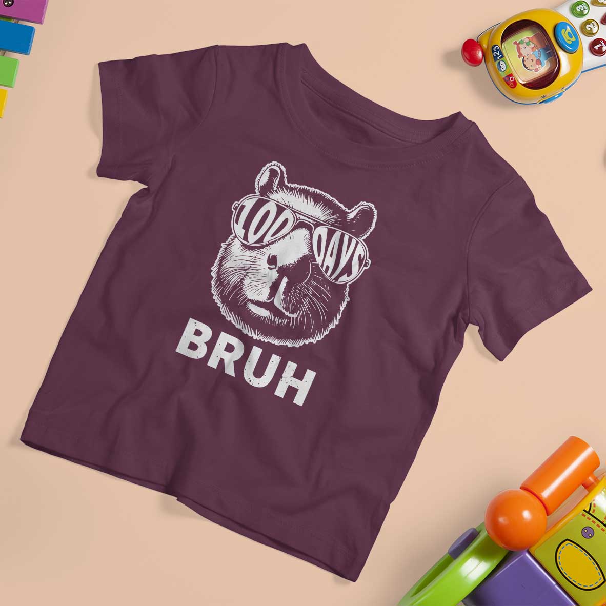 100th Day Of School Capybara T Shirt For Kid 100 Days Bruh Cool Capy Bara - Wonder Print Shop