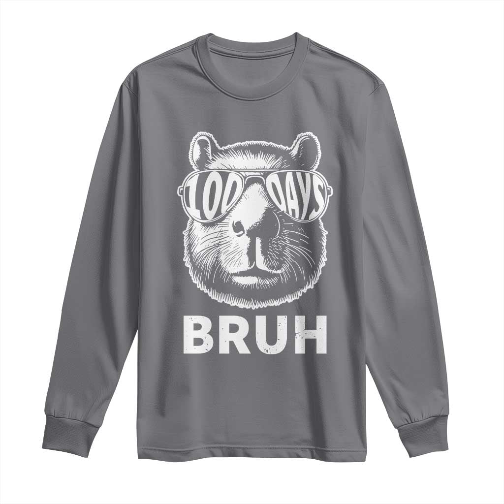 100th Day Of School Capybara Long Sleeve Shirt 100 Days Bruh Cool Capy Bara