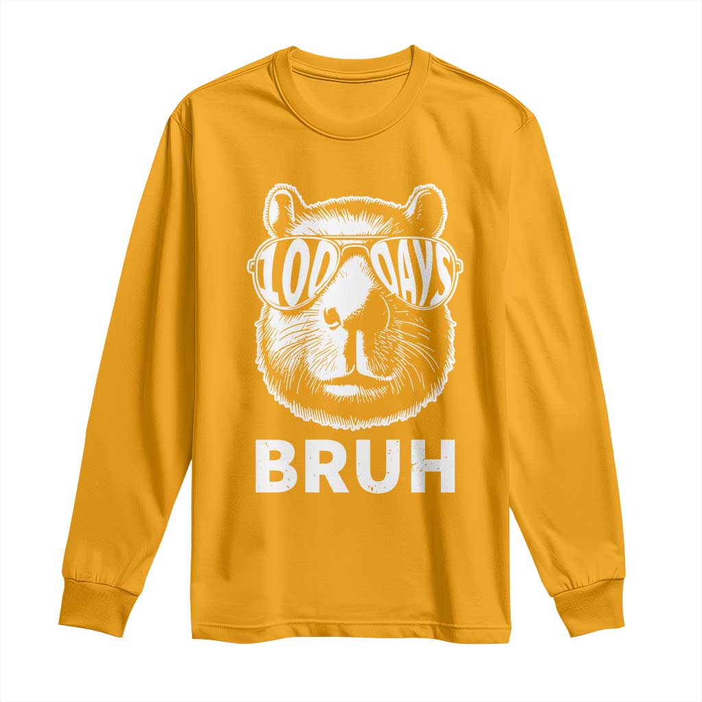 100th Day Of School Capybara Long Sleeve Shirt 100 Days Bruh Cool Capy Bara