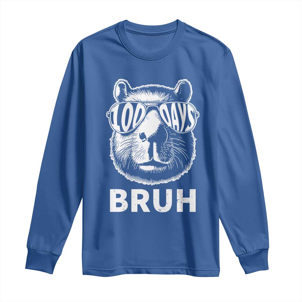 100th Day Of School Capybara Long Sleeve Shirt 100 Days Bruh Cool Capy Bara
