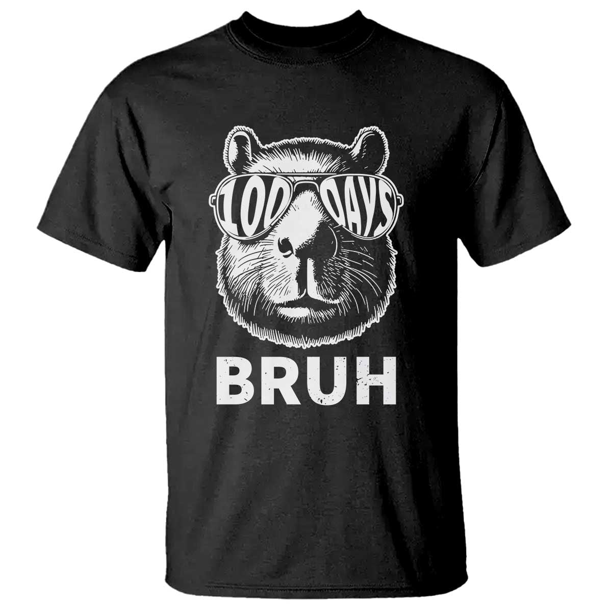 100th Day Of School Capybara T Shirt 100 Days Bruh Cool Capy Bara - Wonder Print Shop