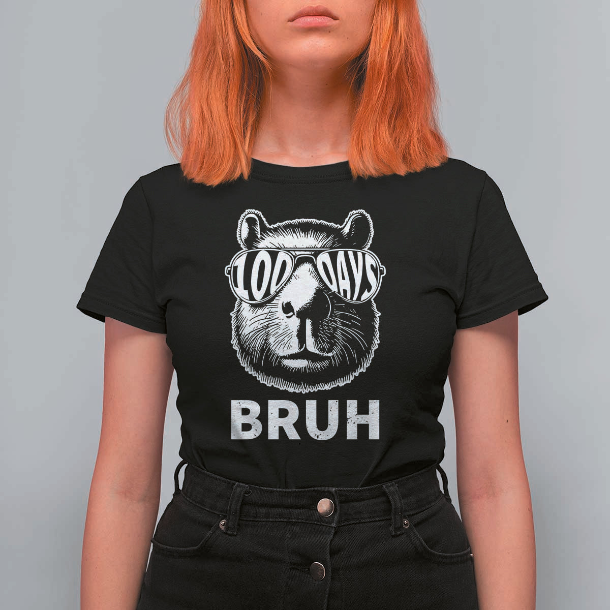 100th Day Of School Capybara T Shirt For Women 100 Days Bruh Cool Capy Bara - Wonder Print Shop