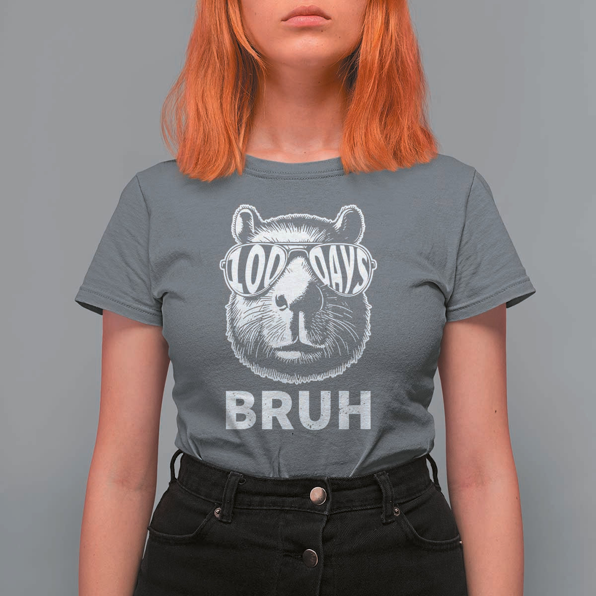 100th Day Of School Capybara T Shirt For Women 100 Days Bruh Cool Capy Bara - Wonder Print Shop
