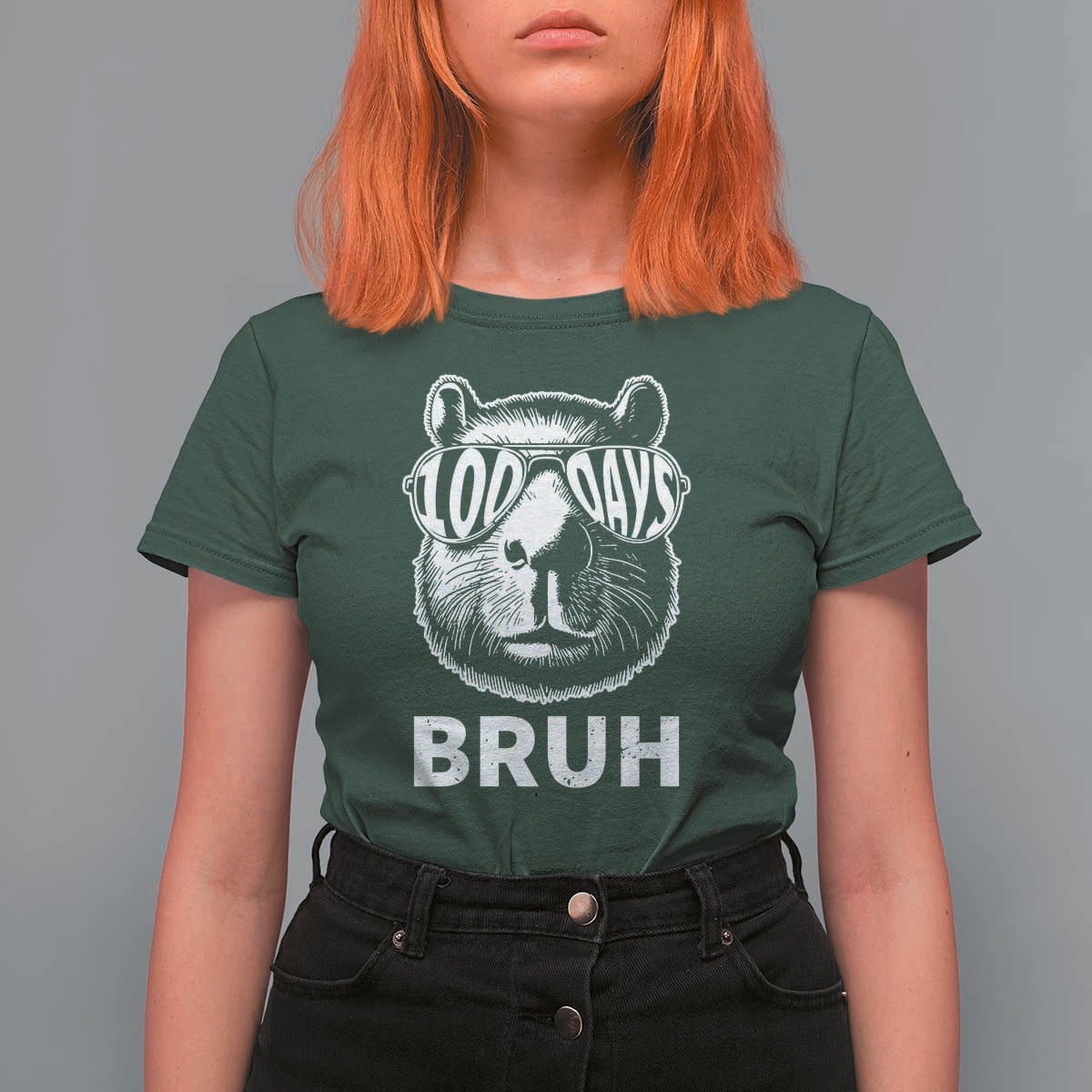 100th Day Of School Capybara T Shirt For Women 100 Days Bruh Cool Capy Bara - Wonder Print Shop