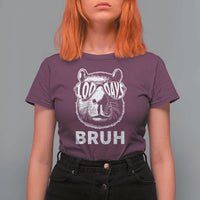 100th Day Of School Capybara T Shirt For Women 100 Days Bruh Cool Capy Bara - Wonder Print Shop