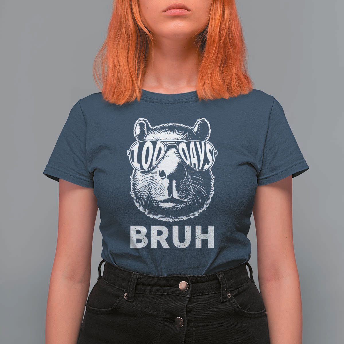100th Day Of School Capybara T Shirt For Women 100 Days Bruh Cool Capy Bara - Wonder Print Shop