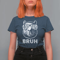 100th Day Of School Capybara T Shirt For Women 100 Days Bruh Cool Capy Bara - Wonder Print Shop