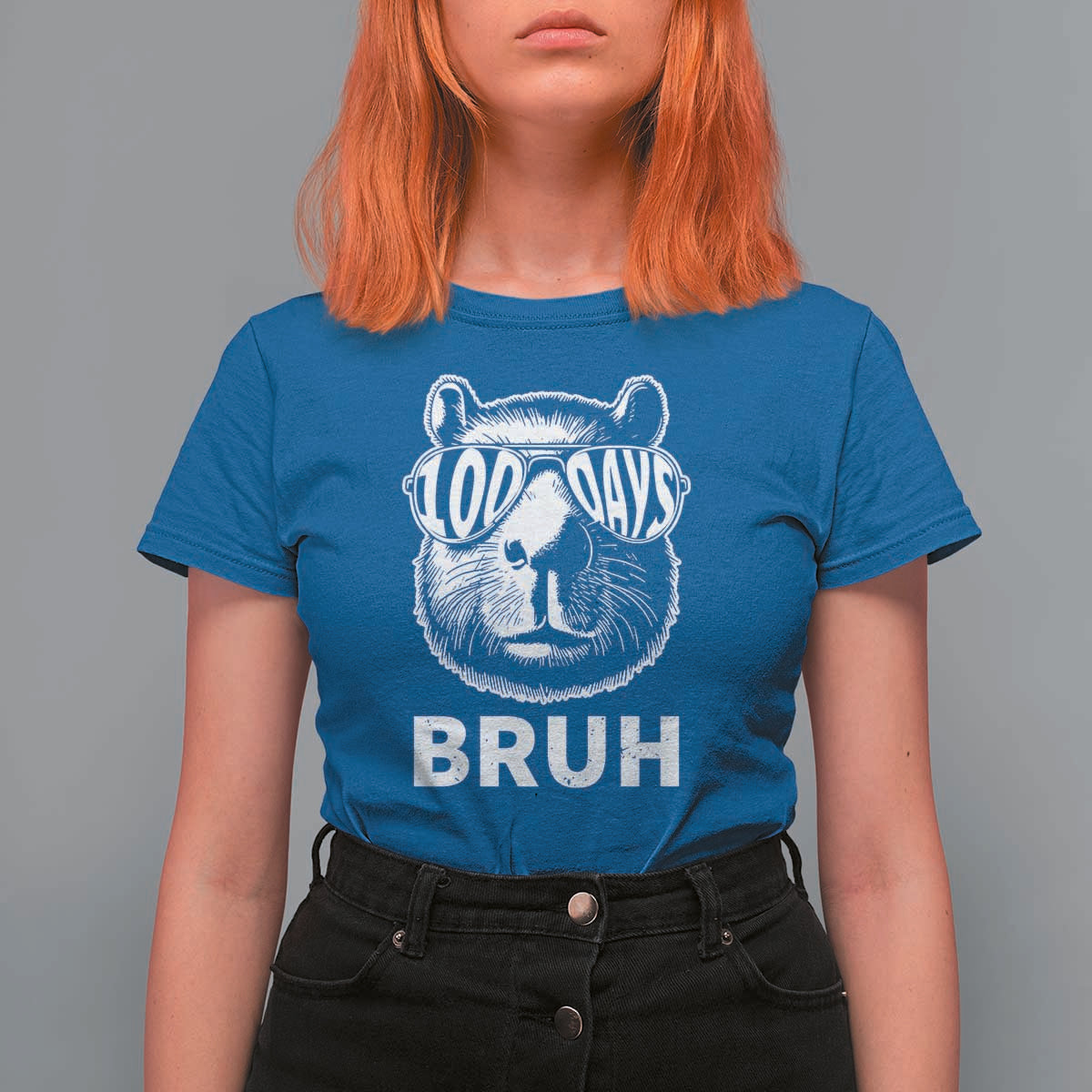 100th Day Of School Capybara T Shirt For Women 100 Days Bruh Cool Capy Bara - Wonder Print Shop