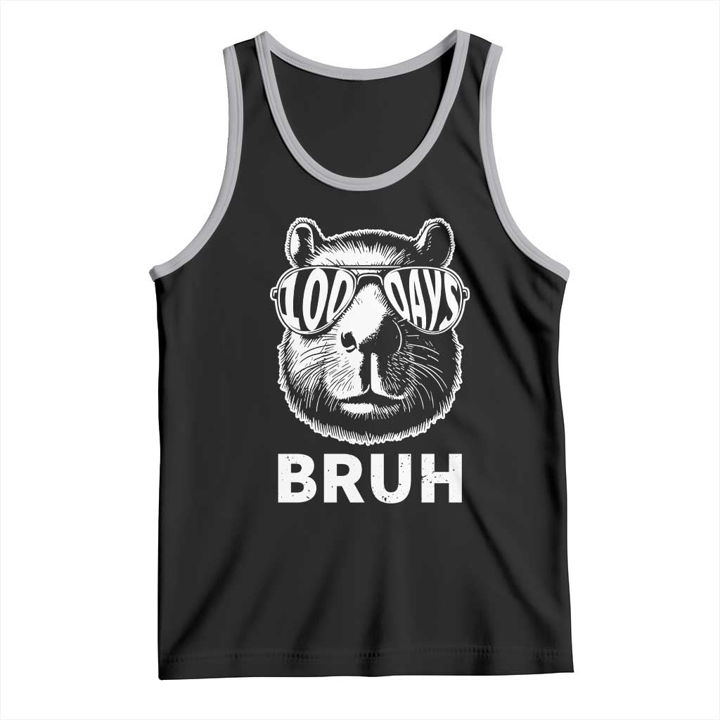 100th Day Of School Capybara Tank Top 100 Days Bruh Cool Capy Bara