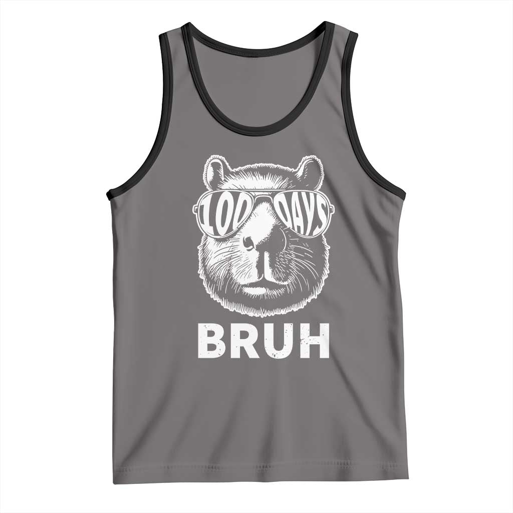 100th Day Of School Capybara Tank Top 100 Days Bruh Cool Capy Bara