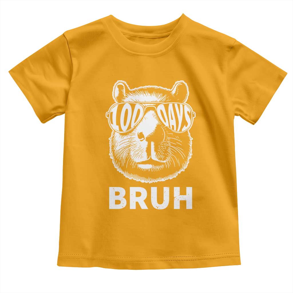 100th Day Of School Capybara Toddler T Shirt 100 Days Bruh Cool Capy Bara