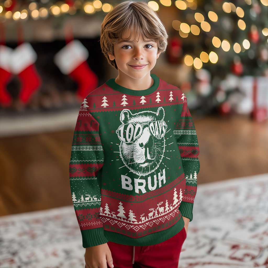 100th Day Of School Capybara Ugly Christmas Sweater 100 Days Bruh Cool Capy Bara - Wonder Print Shop