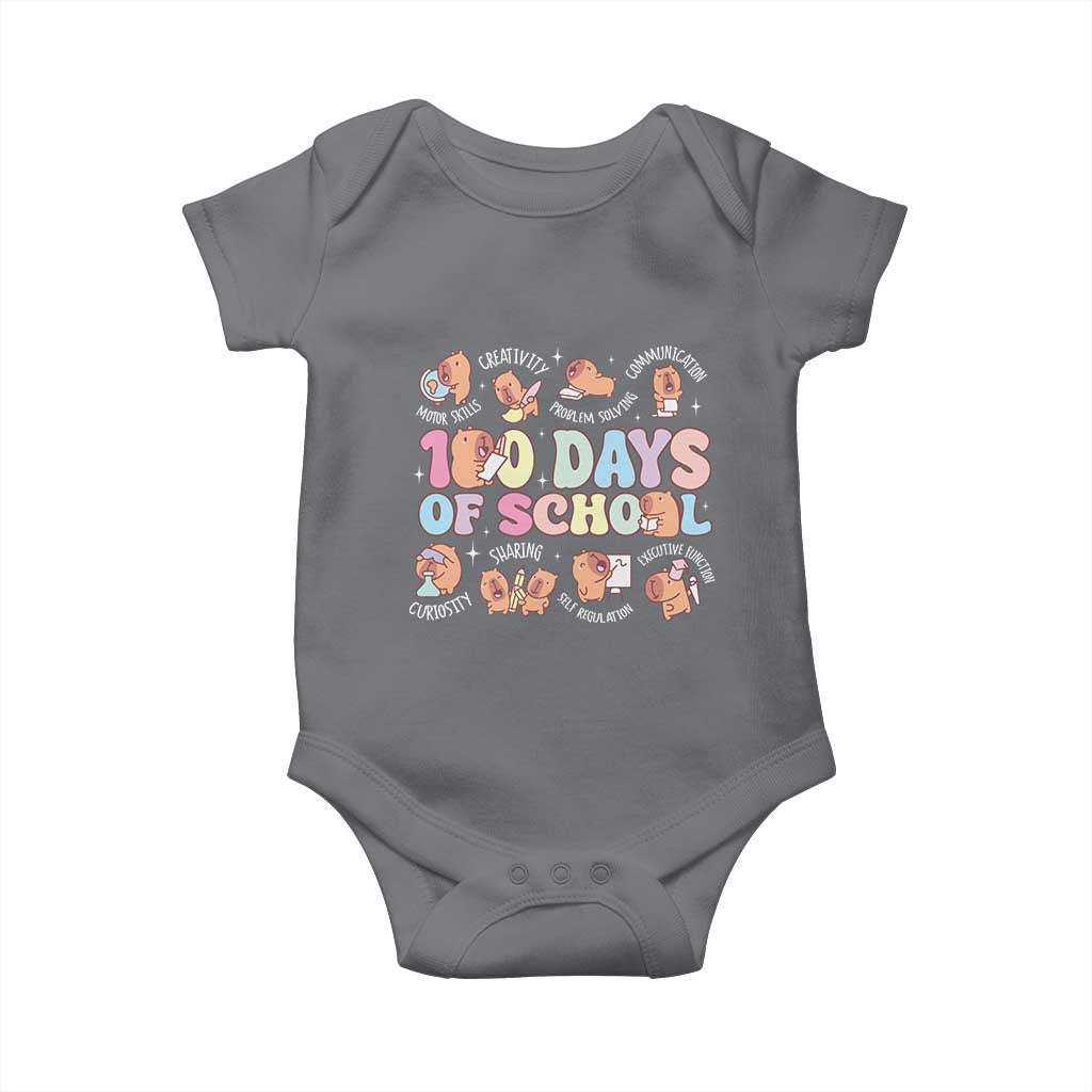 100th Day Of School Cute Capybara Baby Onesie Motor Skills Creativity Problem Solving Communication