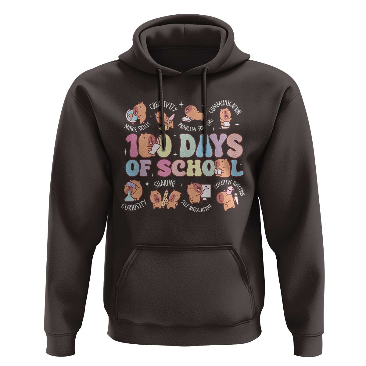 100th Day Of School Cute Capybara Hoodie Motor Skills Creativity Problem Solving Communication