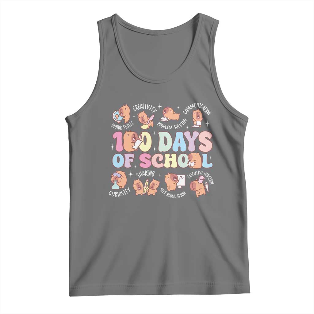 100th Day Of School Cute Capybara Tank Top Motor Skills Creativity Problem Solving Communication