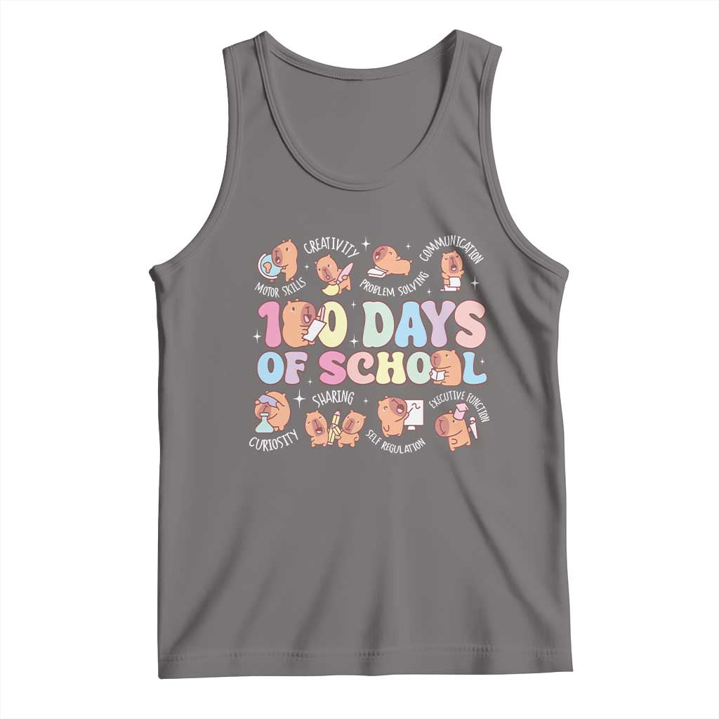 100th Day Of School Cute Capybara Tank Top Motor Skills Creativity Problem Solving Communication