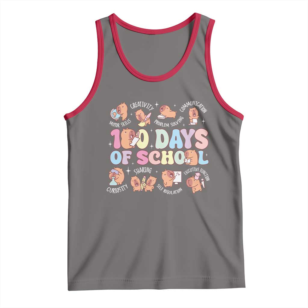 100th Day Of School Cute Capybara Tank Top Motor Skills Creativity Problem Solving Communication