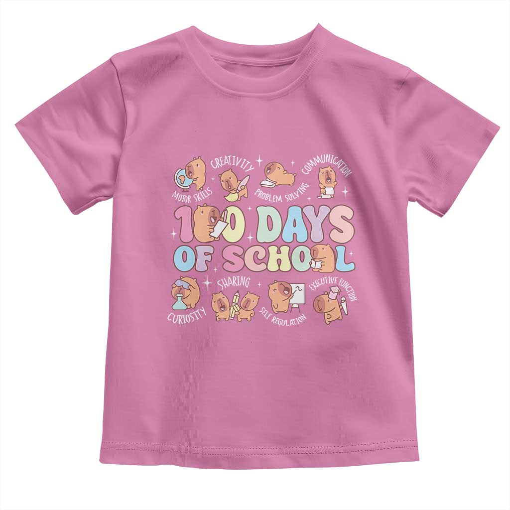 100th Day Of School Cute Capybara Toddler T Shirt Motor Skills Creativity Problem Solving Communication