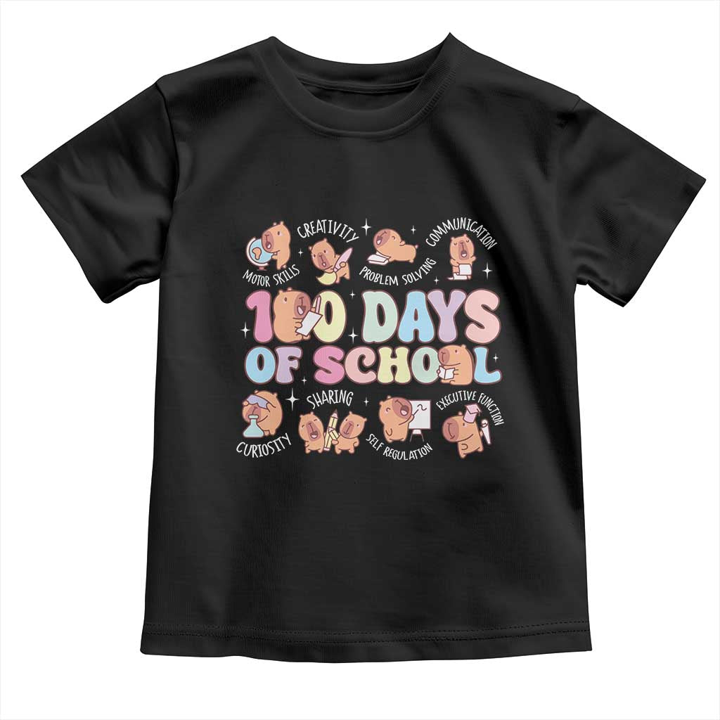 100th Day Of School Cute Capybara Toddler T Shirt Motor Skills Creativity Problem Solving Communication
