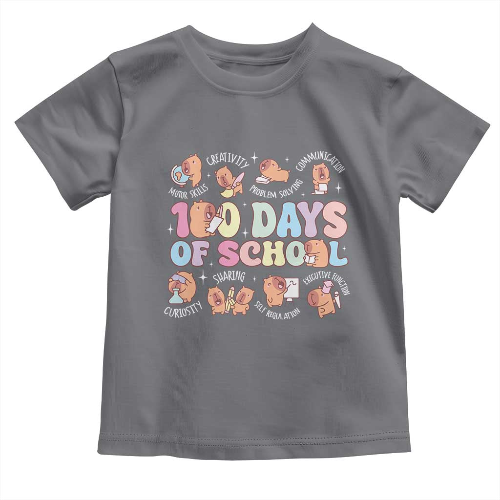 100th Day Of School Cute Capybara Toddler T Shirt Motor Skills Creativity Problem Solving Communication