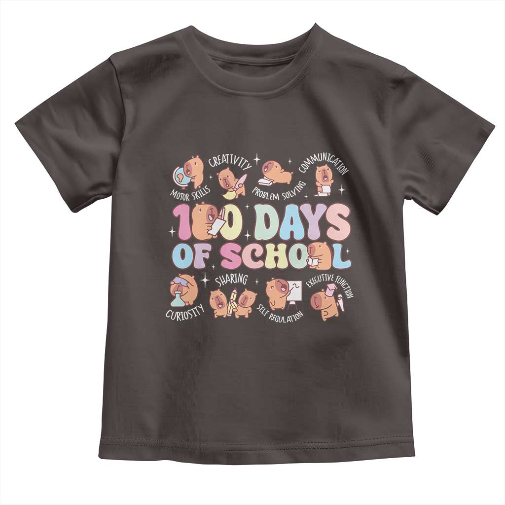 100th Day Of School Cute Capybara Toddler T Shirt Motor Skills Creativity Problem Solving Communication