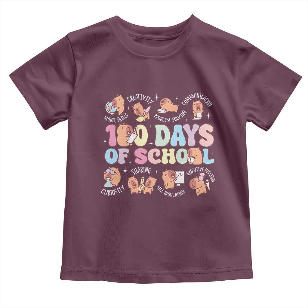 100th Day Of School Cute Capybara Toddler T Shirt Motor Skills Creativity Problem Solving Communication
