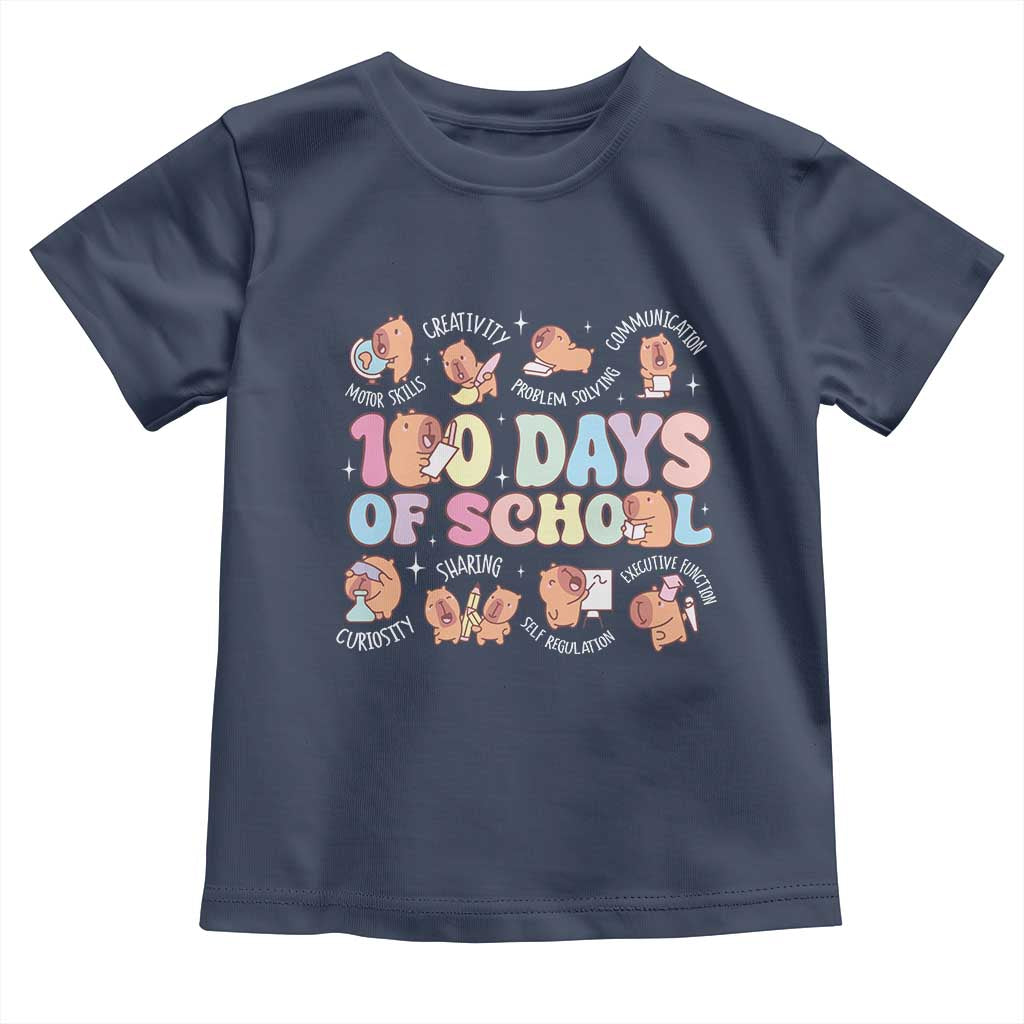 100th Day Of School Cute Capybara Toddler T Shirt Motor Skills Creativity Problem Solving Communication