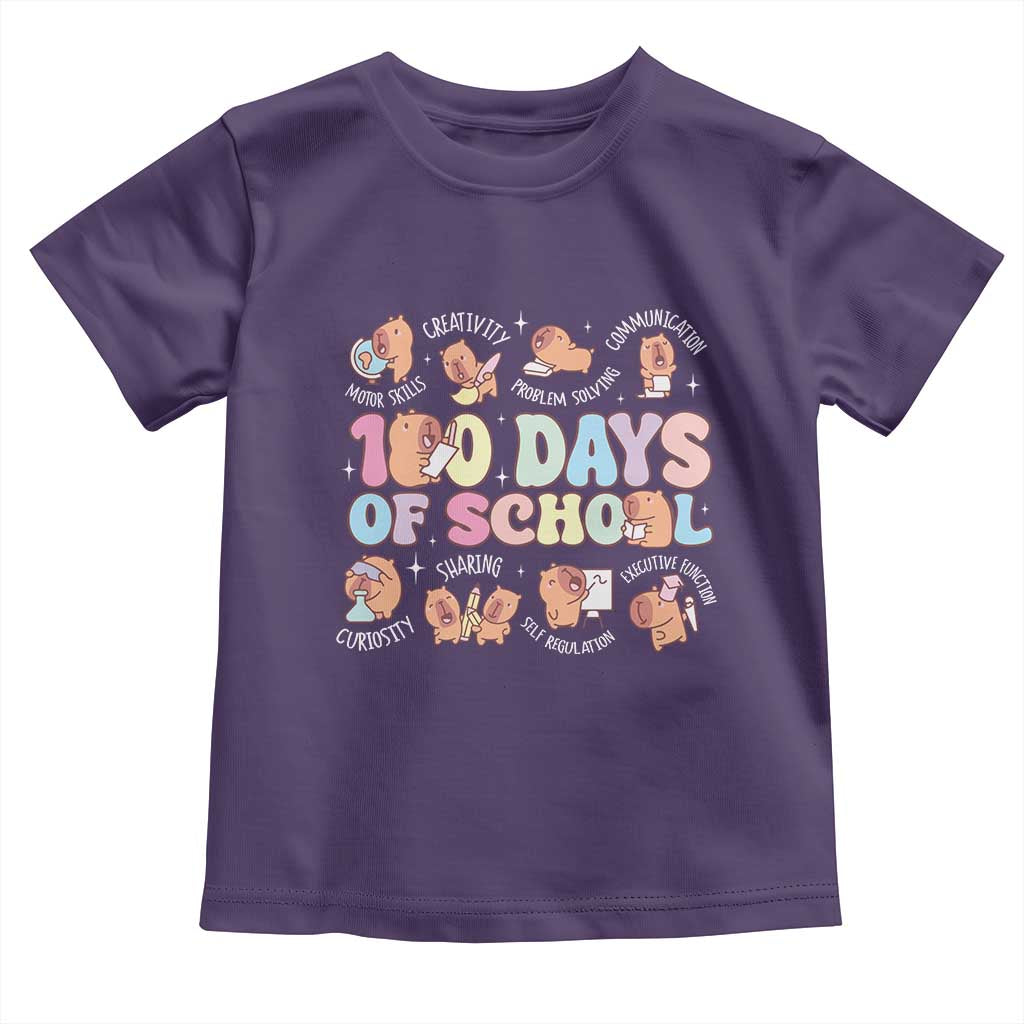 100th Day Of School Cute Capybara Toddler T Shirt Motor Skills Creativity Problem Solving Communication