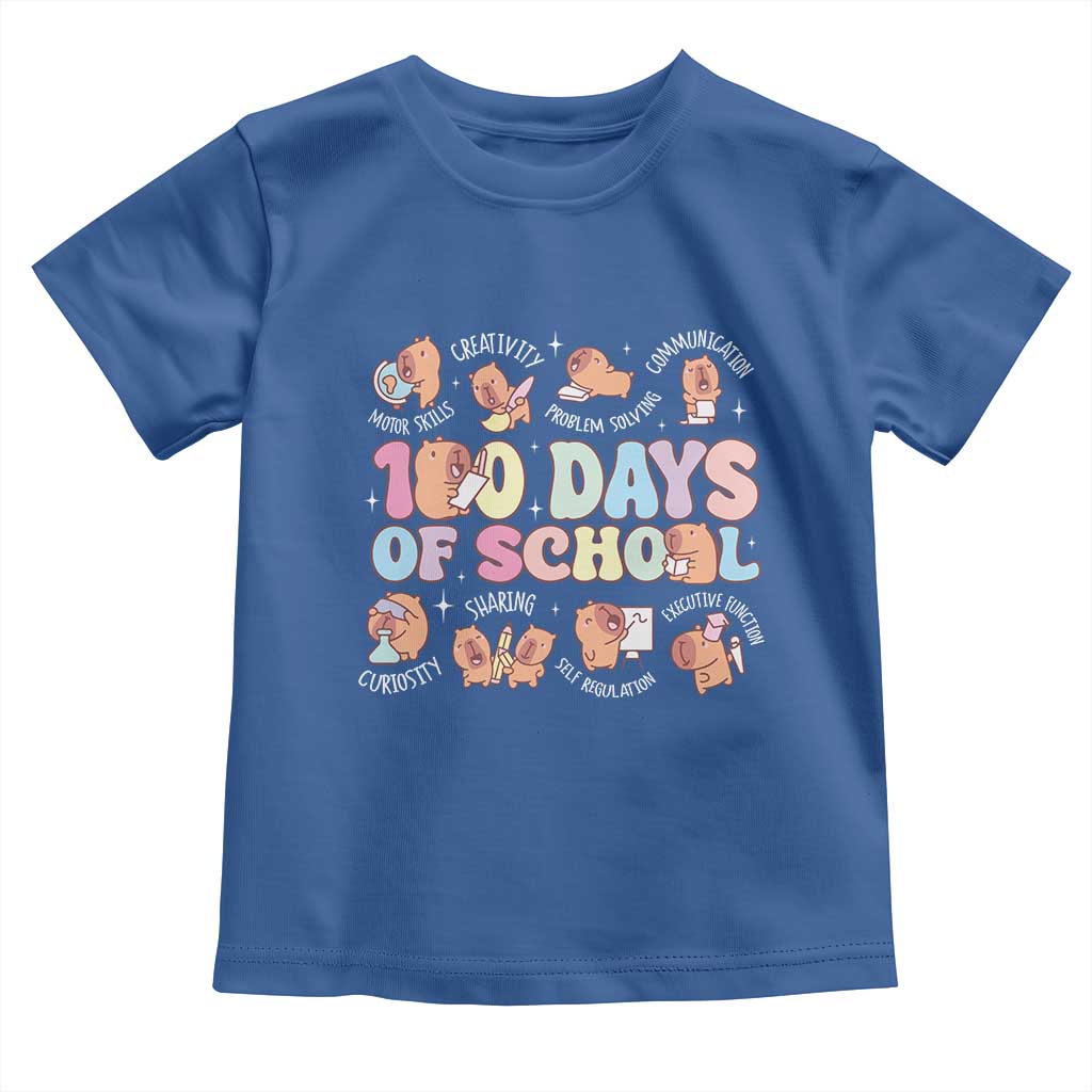100th Day Of School Cute Capybara Toddler T Shirt Motor Skills Creativity Problem Solving Communication