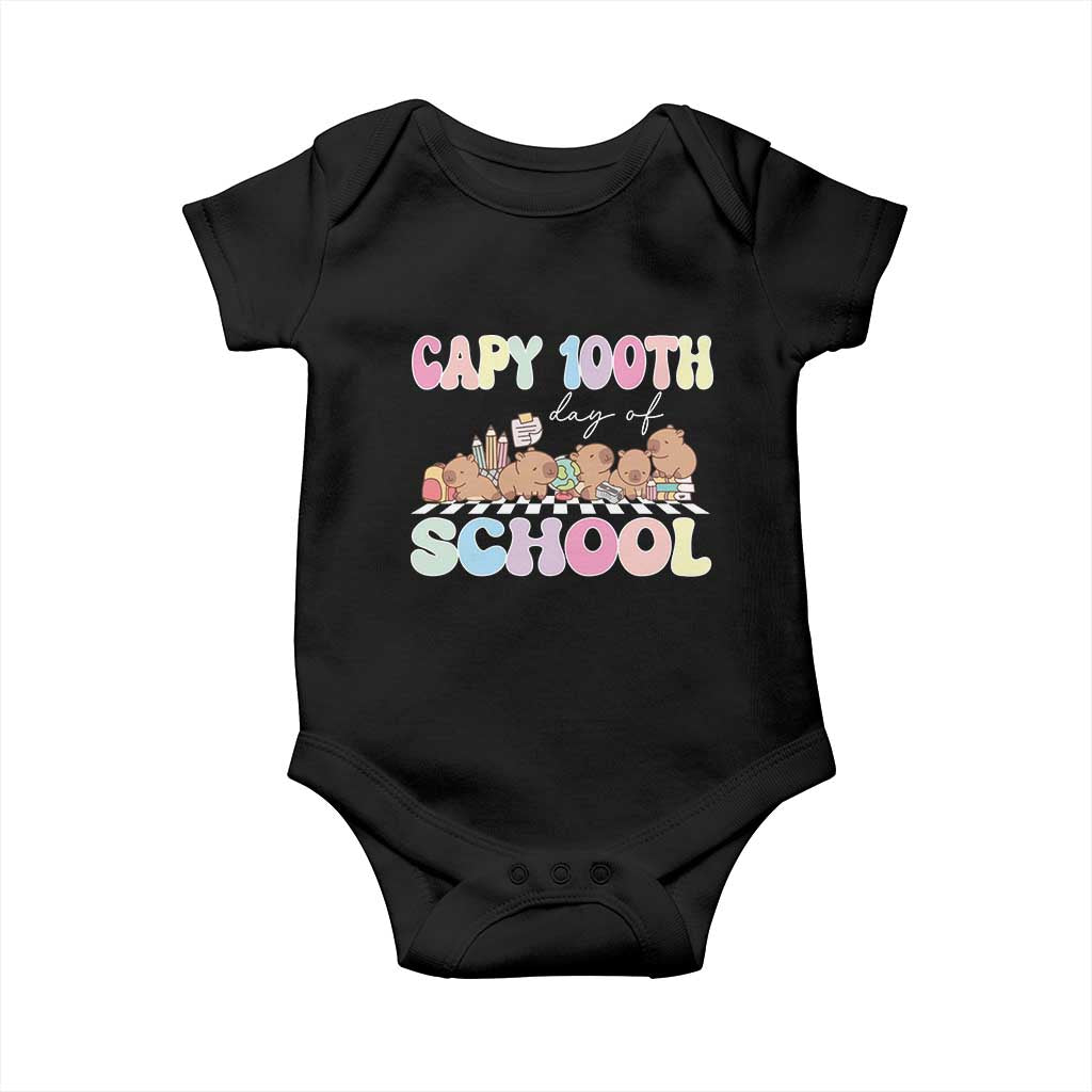 Capy 100 Days Of School Cute Capybara Baby Onesie