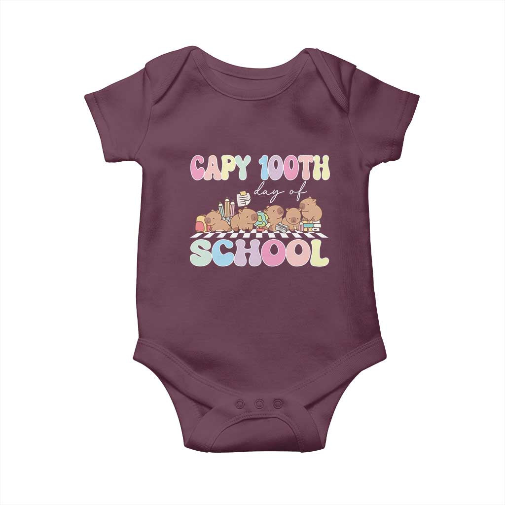 Capy 100 Days Of School Cute Capybara Baby Onesie