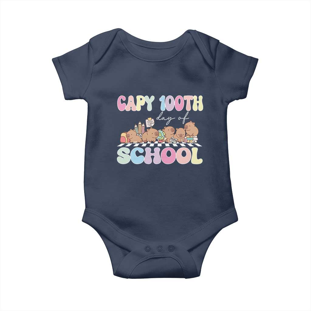 Capy 100 Days Of School Cute Capybara Baby Onesie