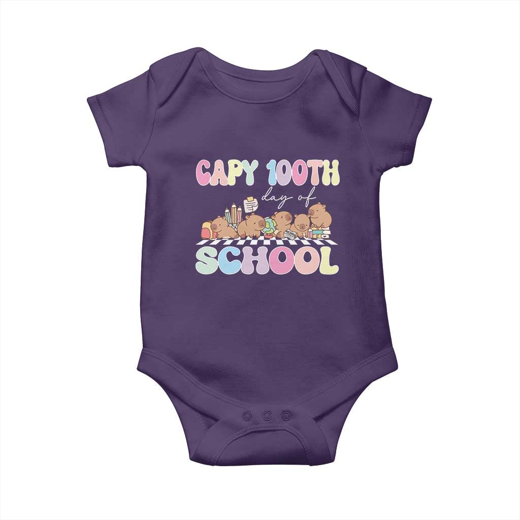 Capy 100 Days Of School Cute Capybara Baby Onesie