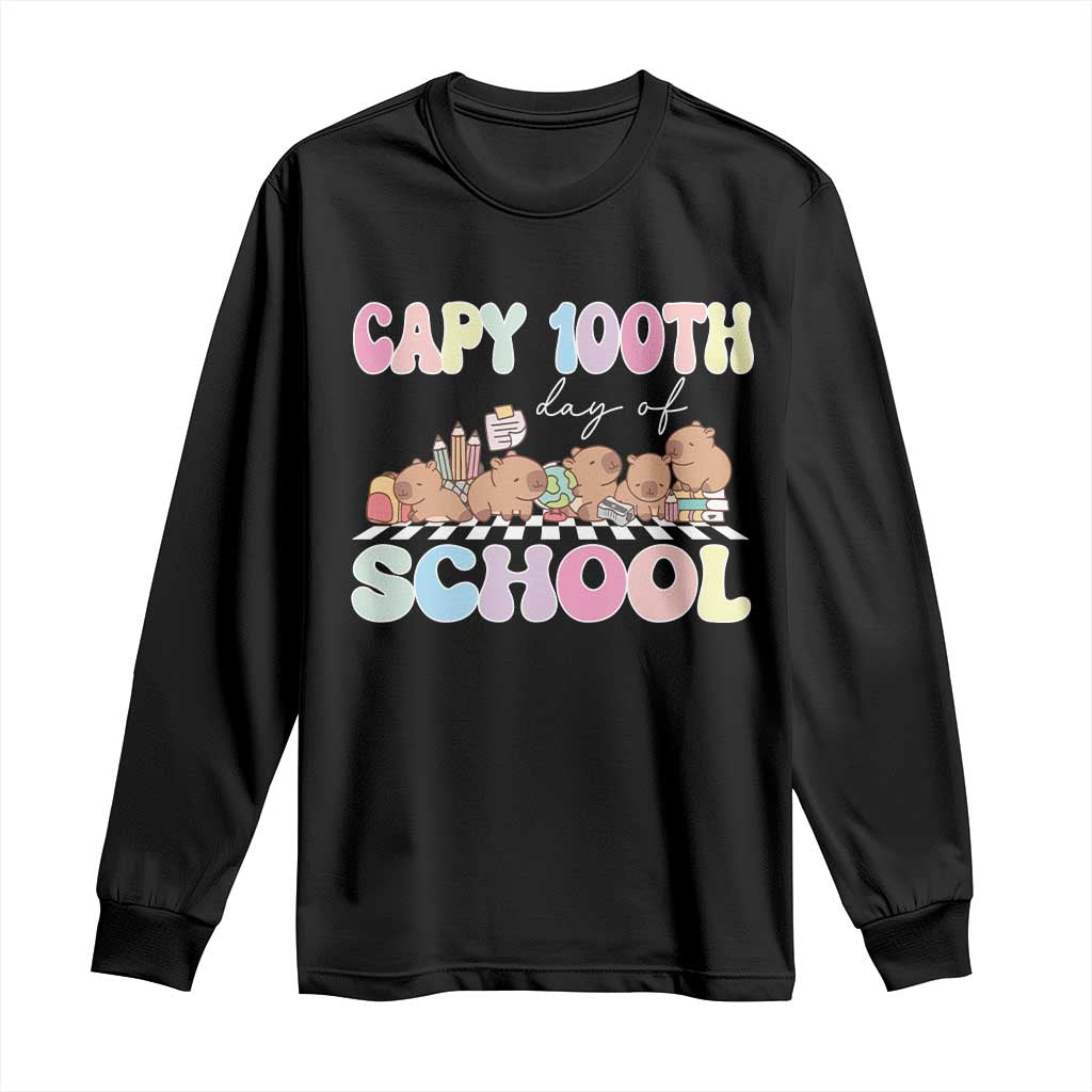 Capy 100 Days Of School Cute Capybara Long Sleeve Shirt