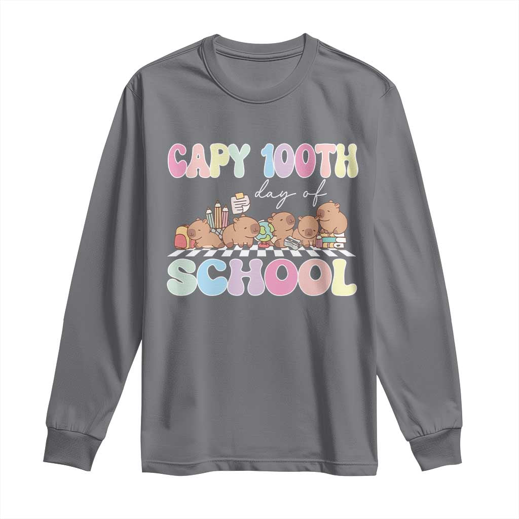 Capy 100 Days Of School Cute Capybara Long Sleeve Shirt