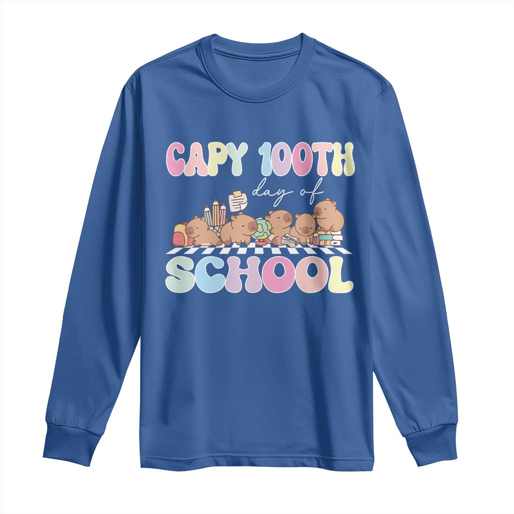Capy 100 Days Of School Cute Capybara Long Sleeve Shirt
