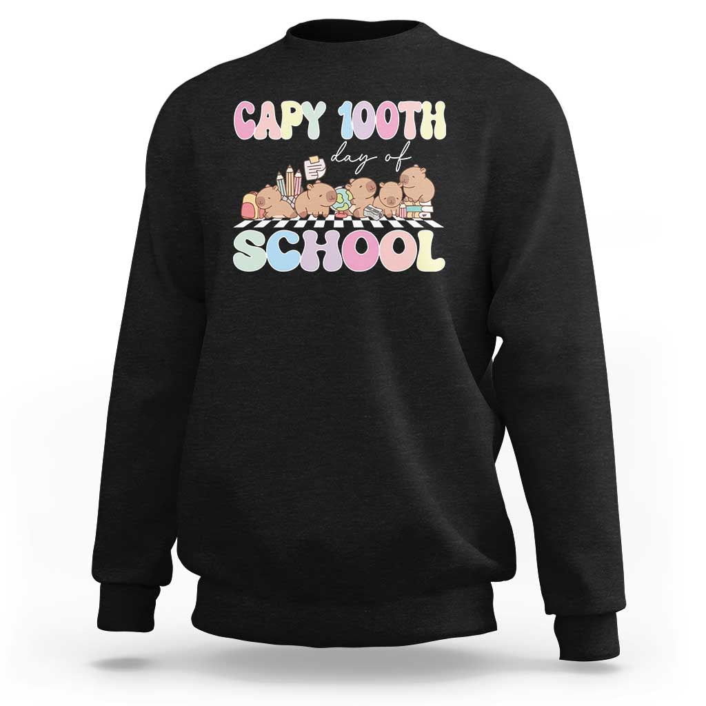 Capy 100 Days Of School Cute Capybara Sweatshirt - Wonder Print Shop