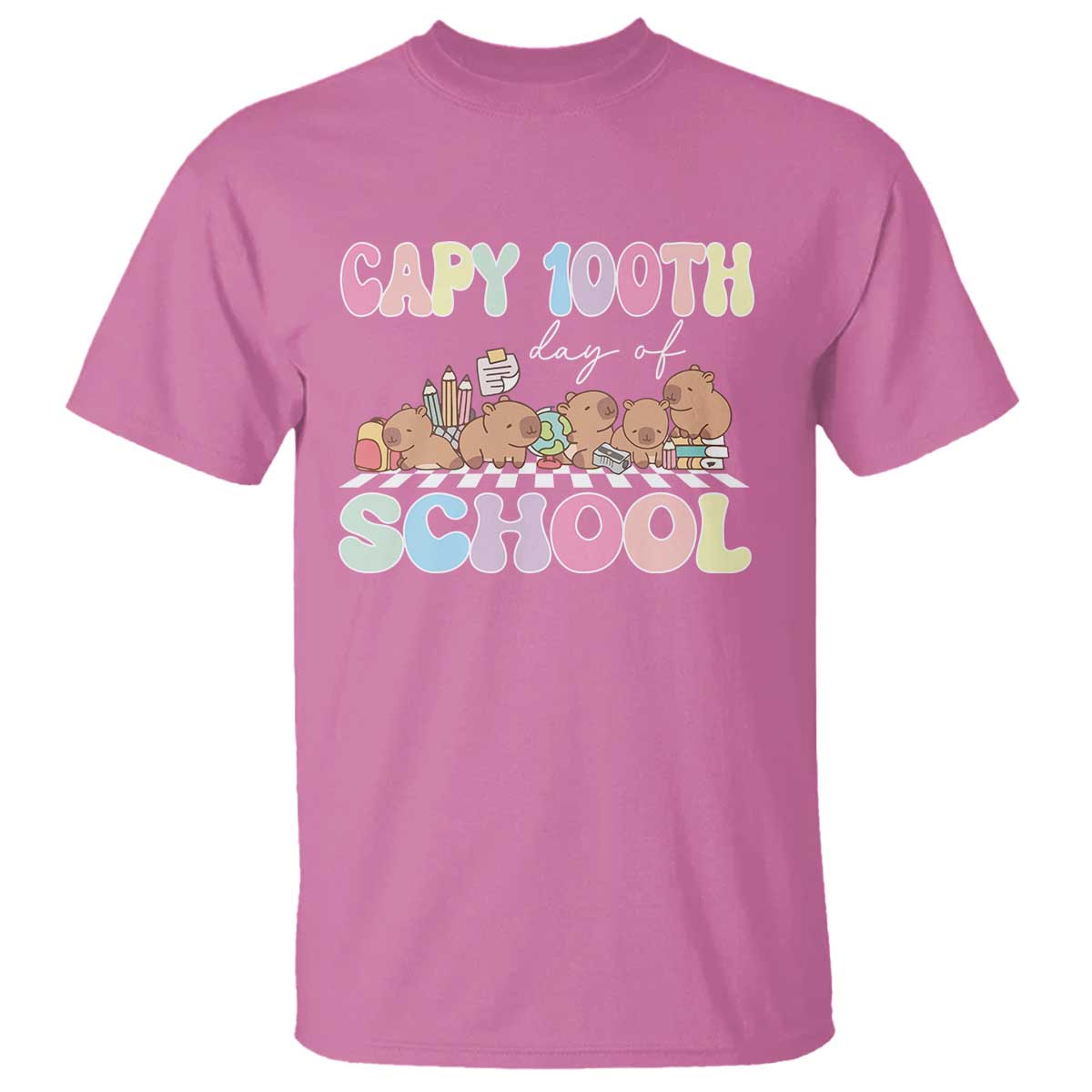 Capy 100 Days Of School Cute Capybara T Shirt - Wonder Print Shop