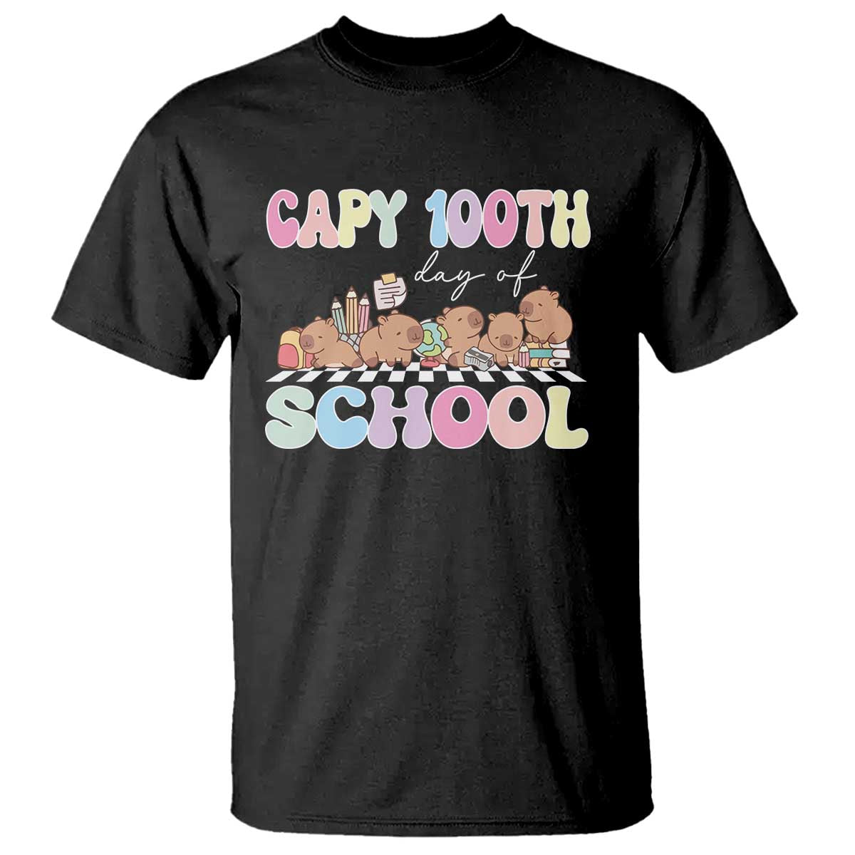 Capy 100 Days Of School Cute Capybara T Shirt - Wonder Print Shop
