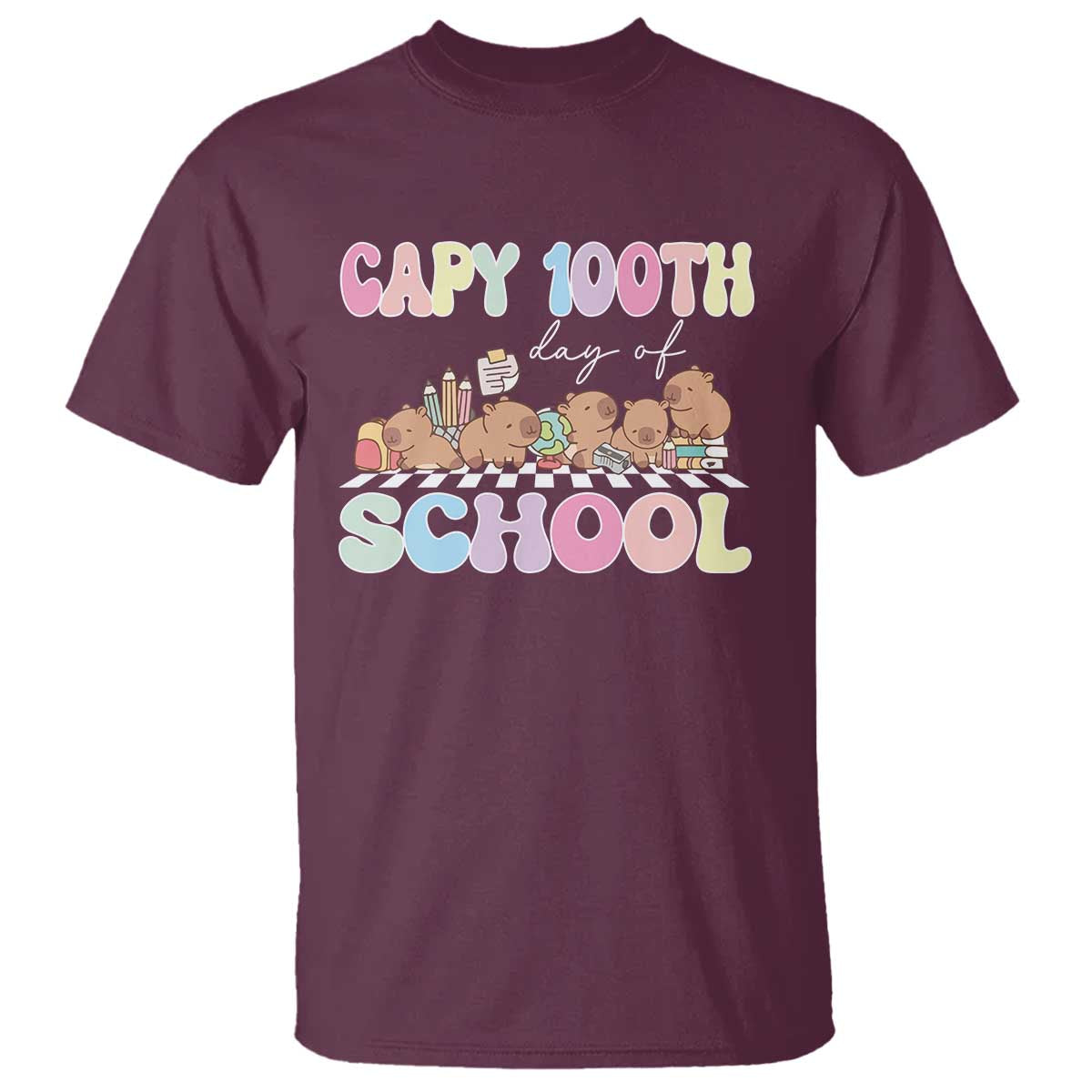 Capy 100 Days Of School Cute Capybara T Shirt - Wonder Print Shop