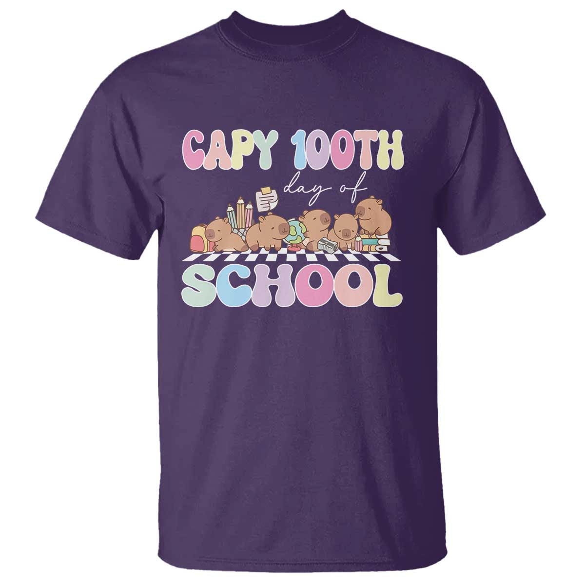 Capy 100 Days Of School Cute Capybara T Shirt - Wonder Print Shop