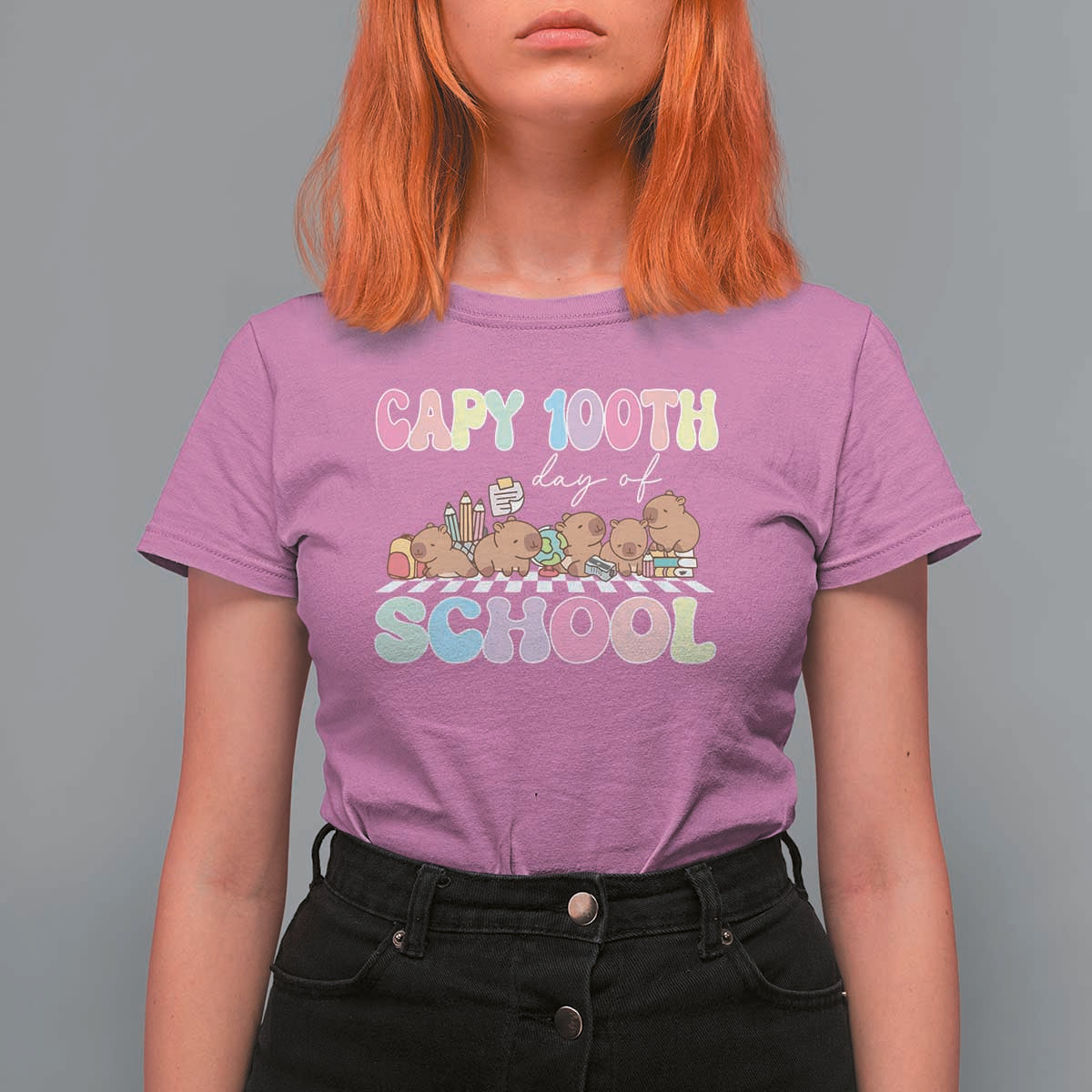 Capy 100 Days Of School Cute Capybara T Shirt For Women - Wonder Print Shop