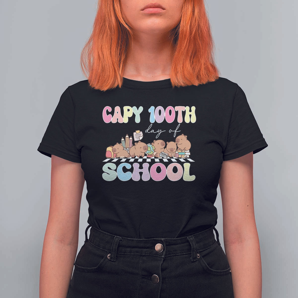 Capy 100 Days Of School Cute Capybara T Shirt For Women - Wonder Print Shop